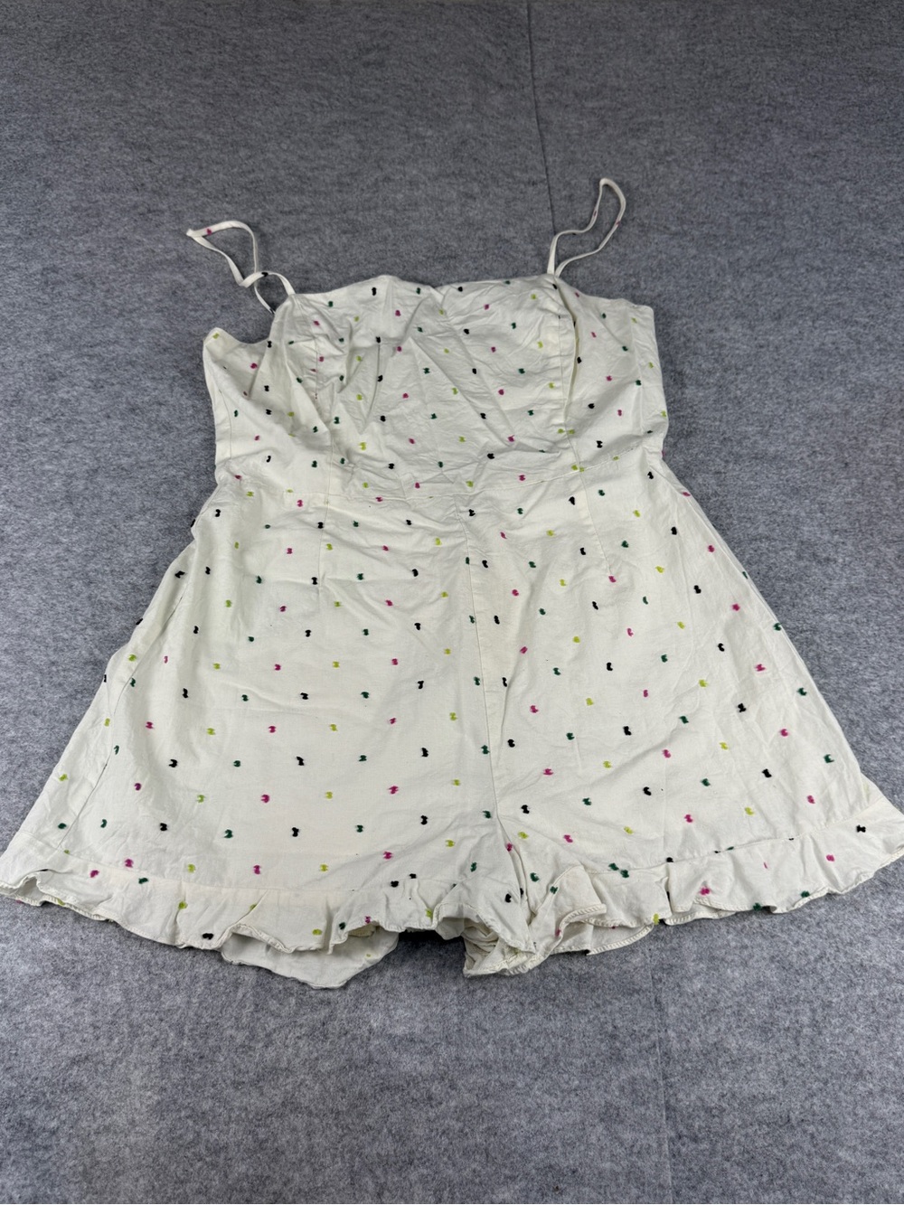 Confetti Dot Lush White Fit & Flare Romper Size Small